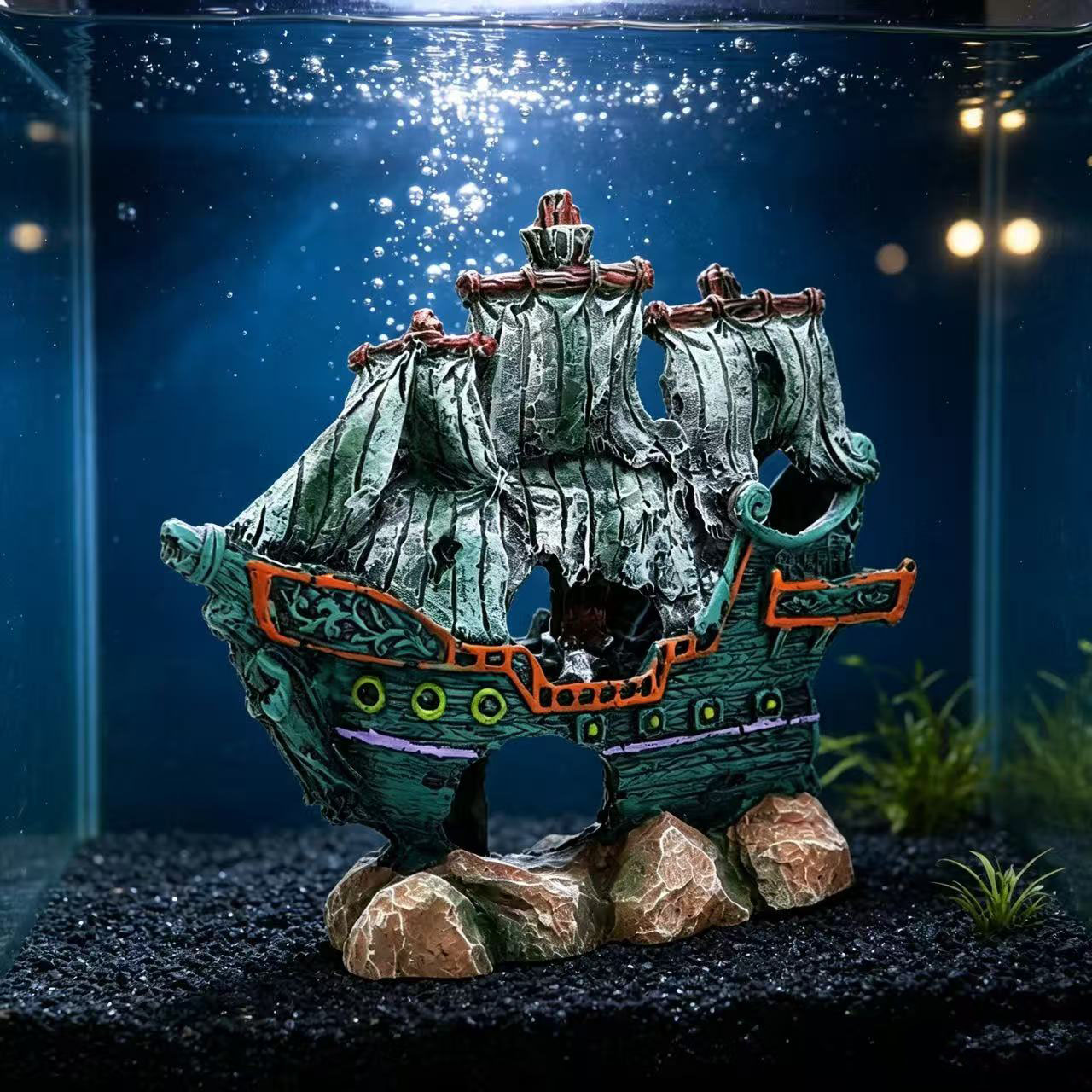 Aquarium Marina - Aquarium Fish Tank Landscape Sailboat Wreck