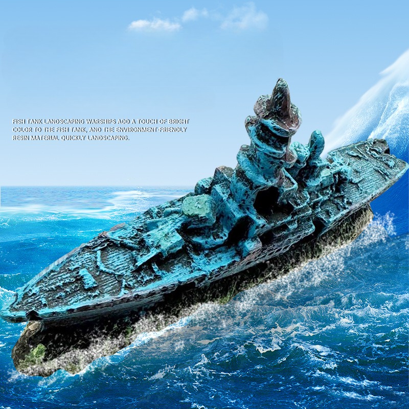 Resin Damaged Navy War Boat Sh - огляд і ціна Aquarium Marina