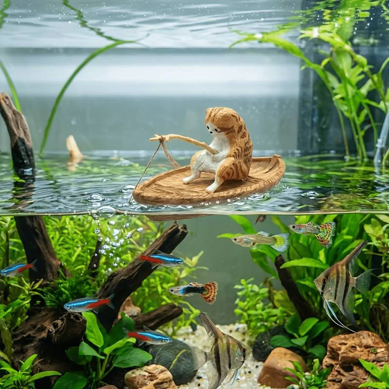1PCS Creative Cat Fishing Boat - огляд і ціна Aquarium Marina