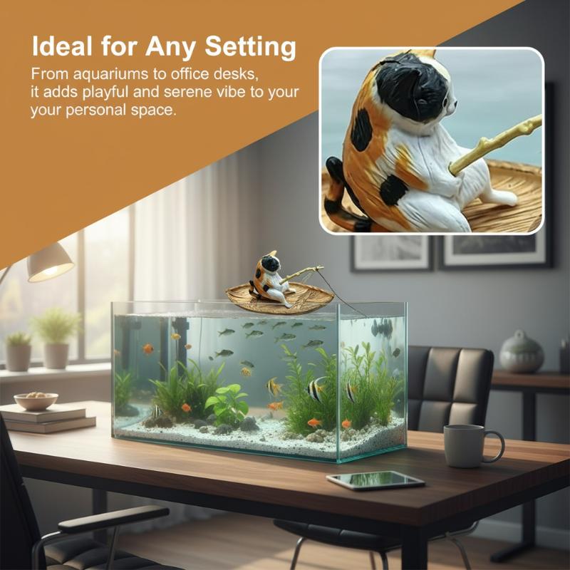 Resin Cat Fishing Boat Aquariu - огляд і ціна Aquarium Marina