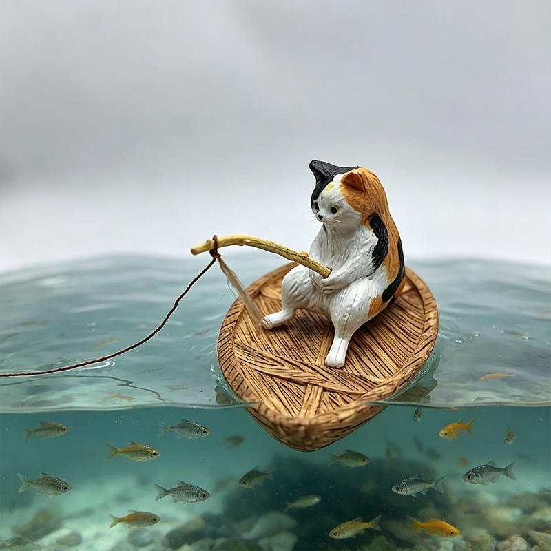 Resin Cat Fishing Boat Aquariu - огляд і ціна Aquarium Marina